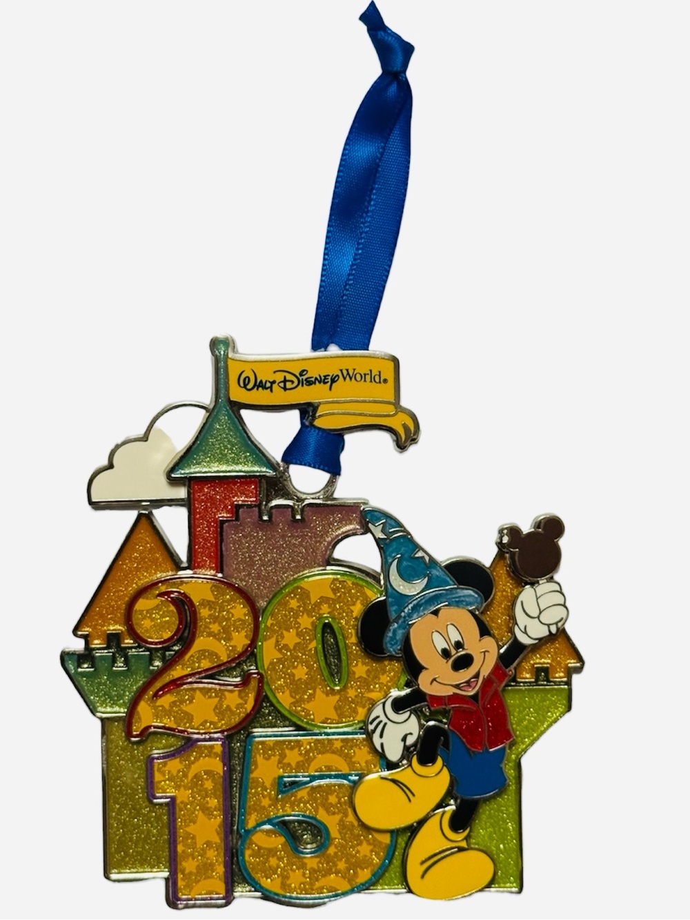 2015 Walt Disney World 3D Metal Enamel Mickey Mouse Sorcerer Christmas Ornament